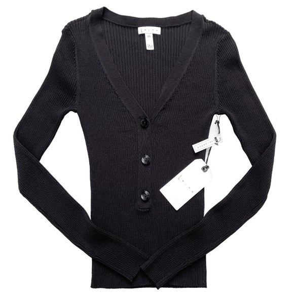 Leith Ribbed Knit Top V Neck Long Sleeve Henley NWT XS - Picture 3 of 10